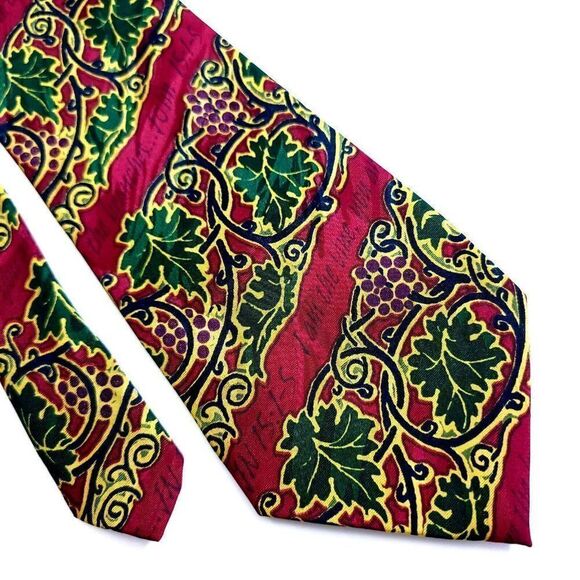 Appointed Apparel‎ Polyester Red Green Christmas Mistletoe Bible Wide Print Tie - Picture 1 of 6